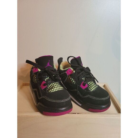 Air Jordan 4 Retro GT Fuchsia Lime Black Girls Sneakers - Picture 2 of 6